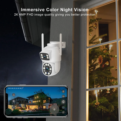 6MP Wifi Ptz Camera Dual Lens Dual Screen Ai Human Auto Tracking Wireless Security Camera 360 Outdoor Security Protection